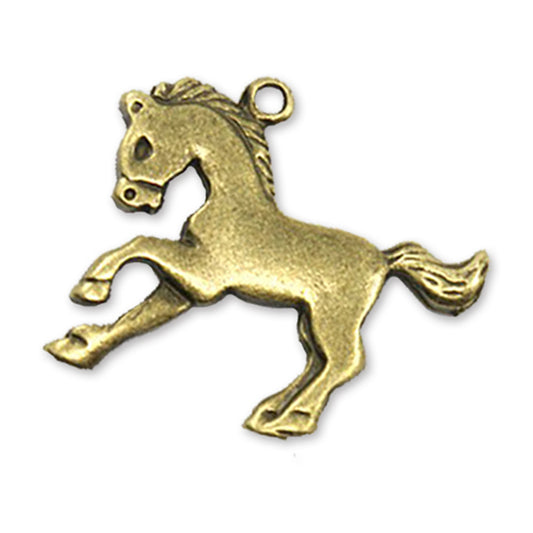 6 horse pony charms, antique bronze