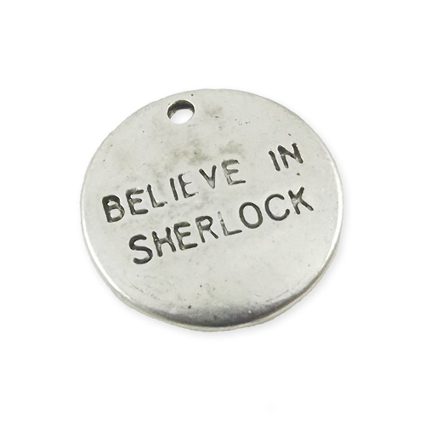 4 x Believe in Sherlock, silver colour charms