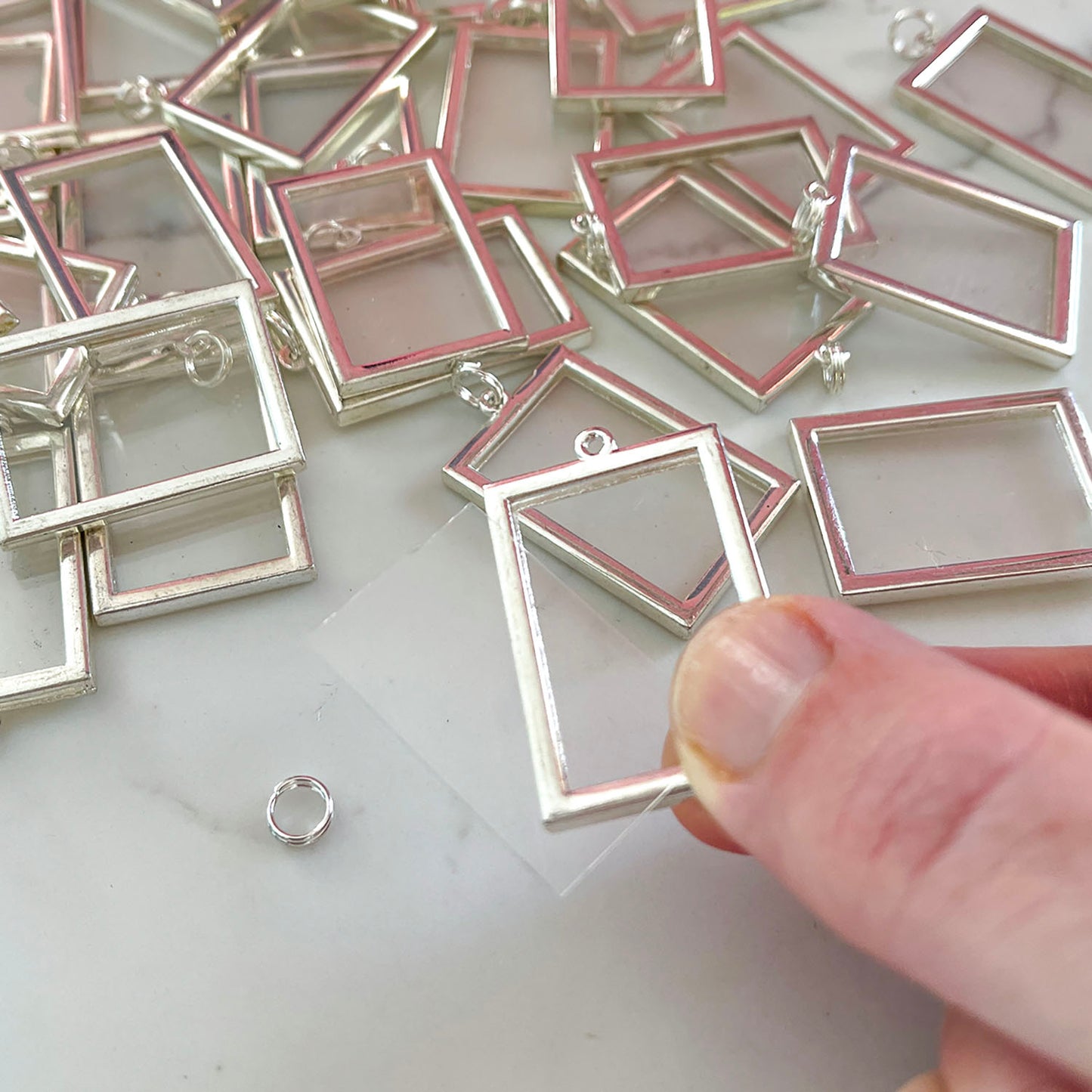 40pcs frame charms, silver colour B GRADE