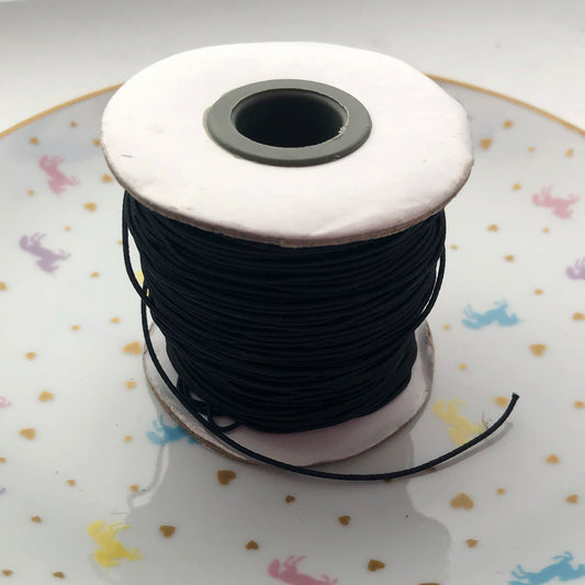 5M black 1mm thick elastic with nylon outer