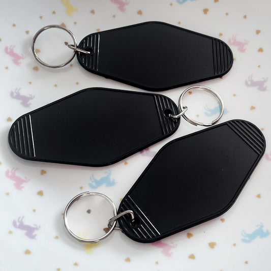 Motel key keychain blank, Black