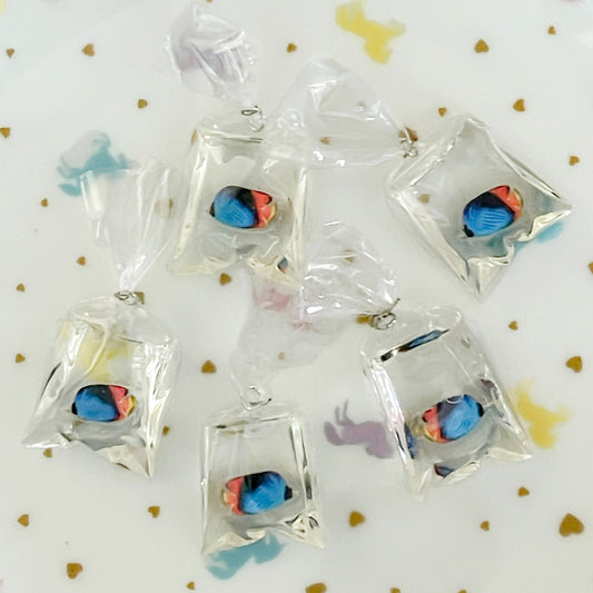 1 x Blue Red Fairground fish in a bag charm