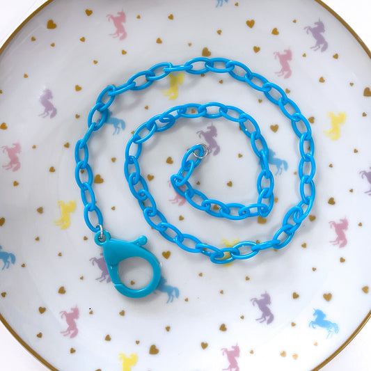 Blue plastic colour necklace chain