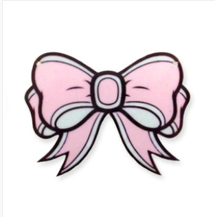 Kawaii bow printed charm, 4.5cm