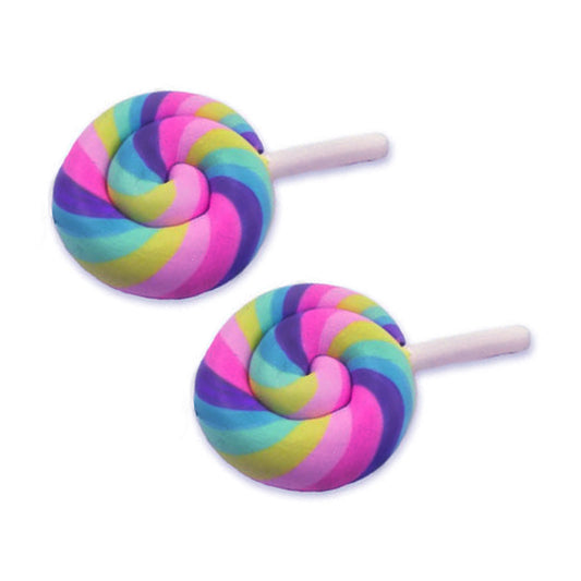 2 Cabochon Pastel rainbow lollipop cabochons