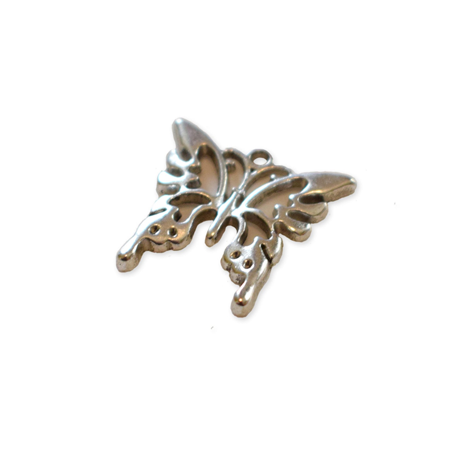 2 x Butterfly silver colour charm