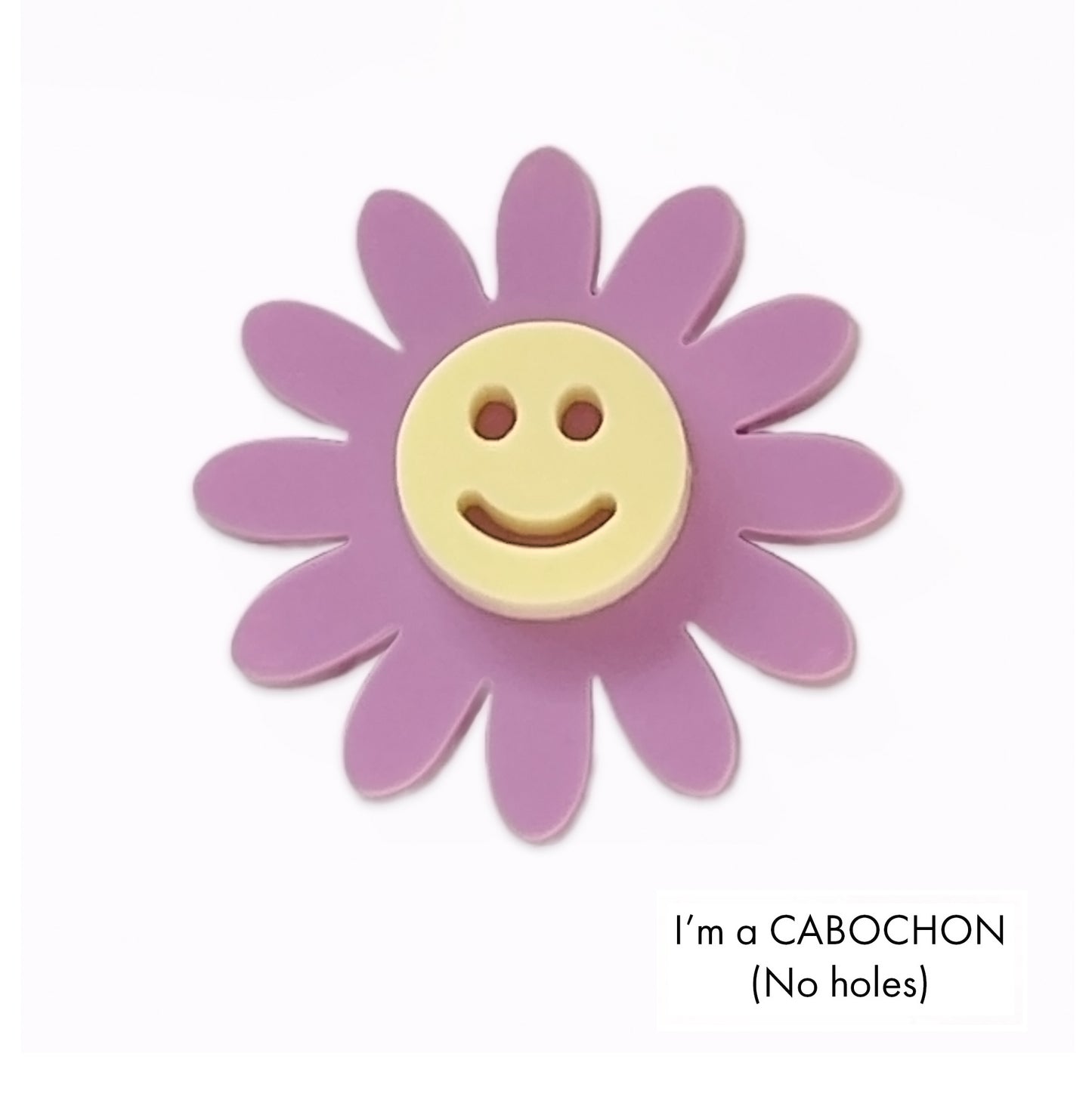 Cabochon 12 point flower smiley face