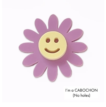 Cabochon 12 point flower smiley face