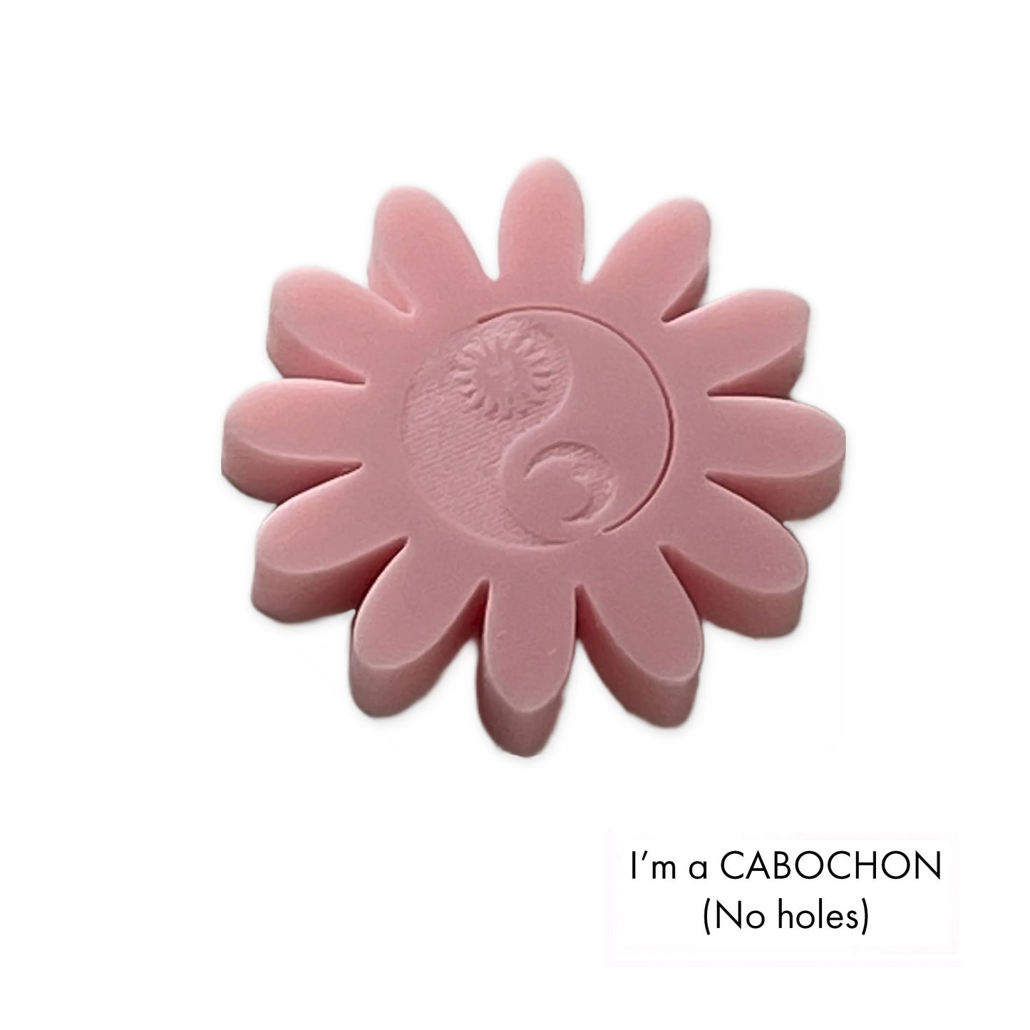 Cabochon 12 point flower, Sun & moon Ying Yang laser cut