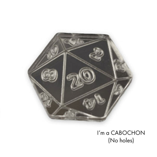 Cabochon of 20 sided dice laser cut