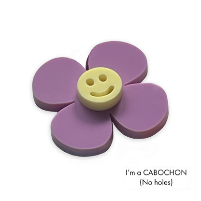 Cabochon 4 point flower smiley face