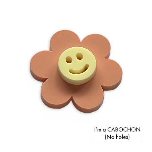 Cabochon 6 point flower smiley face