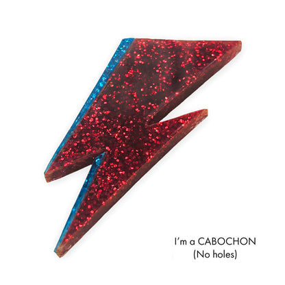 Cabochon Ziggy Stardust Bowie style lightning bolt laser cut
