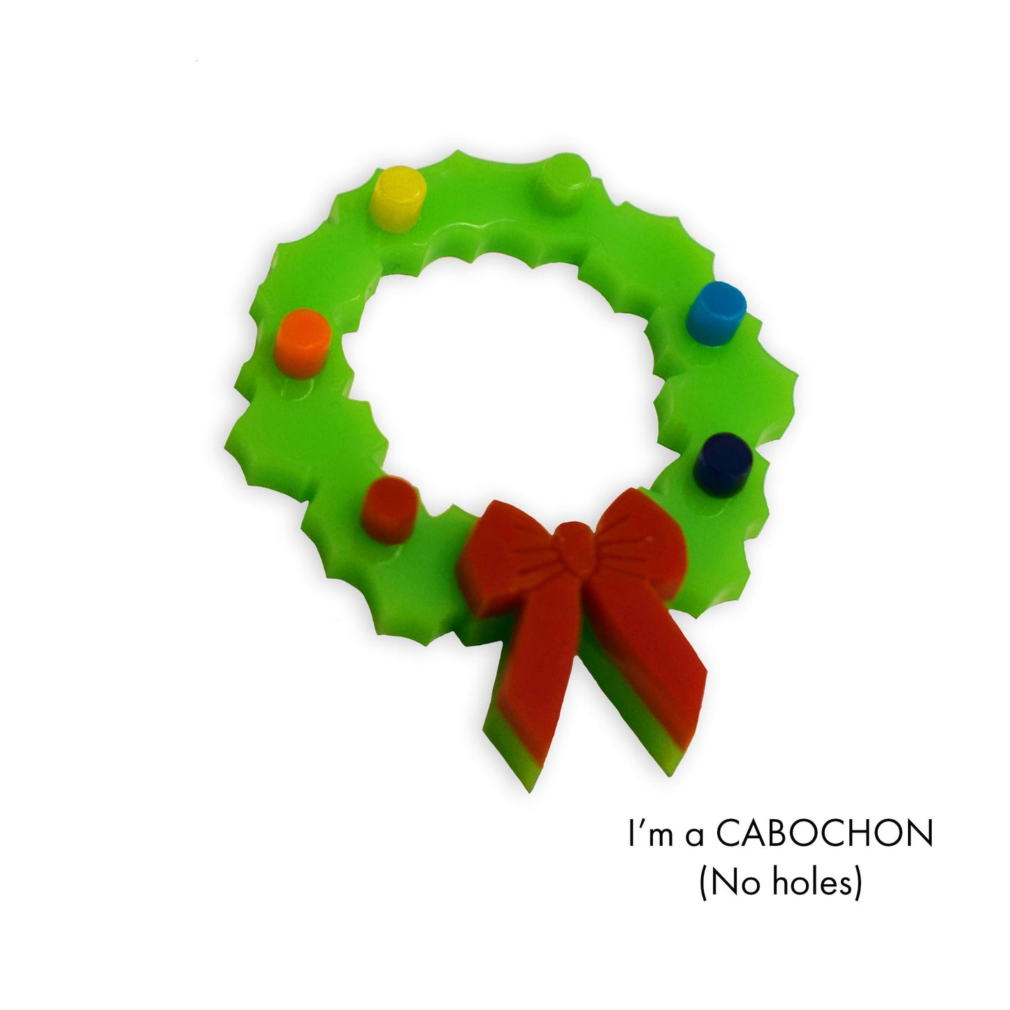 Cabochon Christmas wreath and bow laser cut