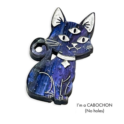 Cabochon Cosmic Kitty colour engraved laser cut