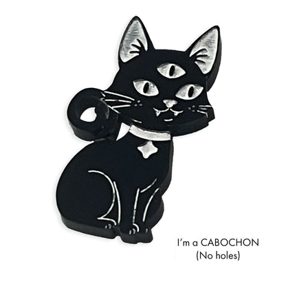 Cabochon Cosmic Kitty colour engraved laser cut