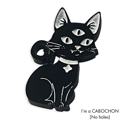Cabochon Cosmic Kitty colour engraved laser cut