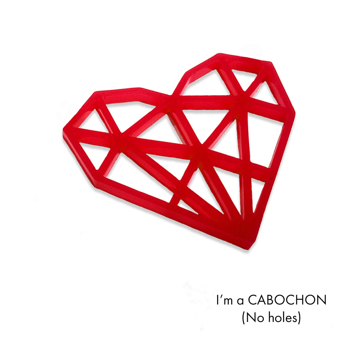 Cabochon Geometric diamond heart laser cut