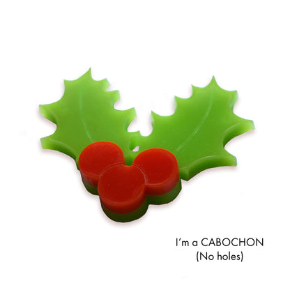 Cabochon Holly and berries laser cut