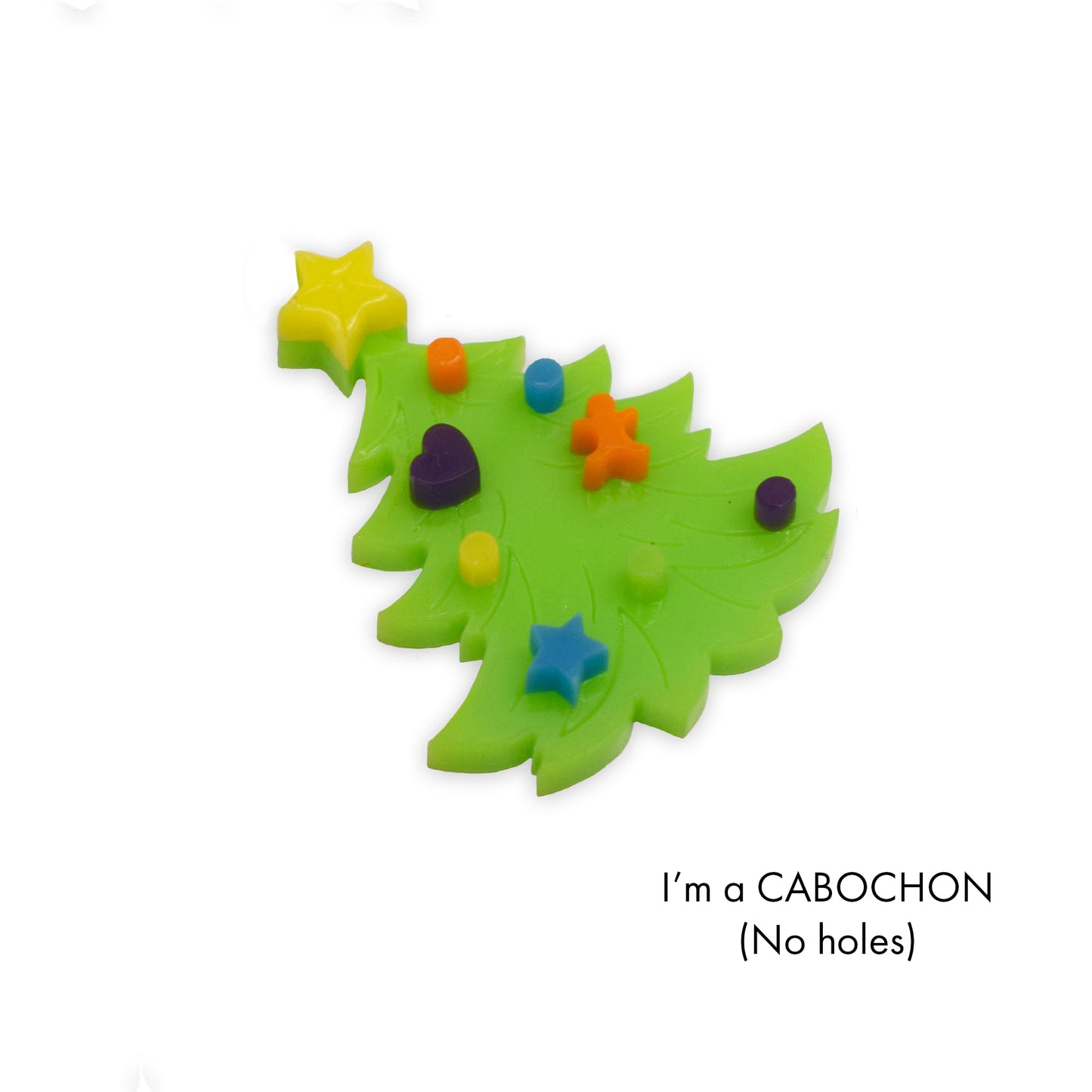 Cabochon Christmas tree and decorations laser cut