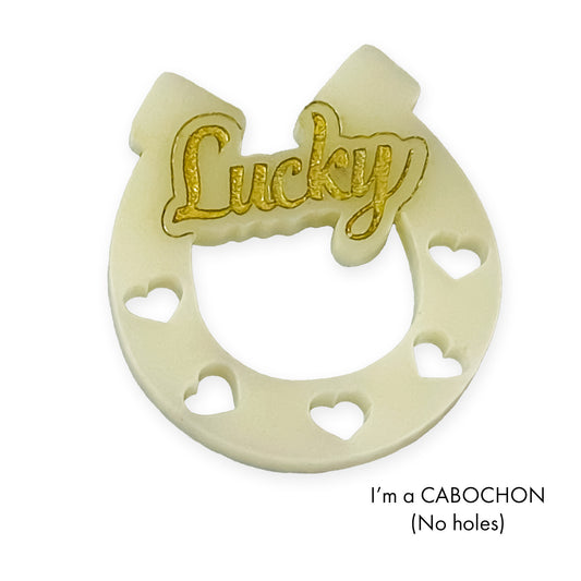 Cabochon Lucky Horse Shoe colour engraved laser cut