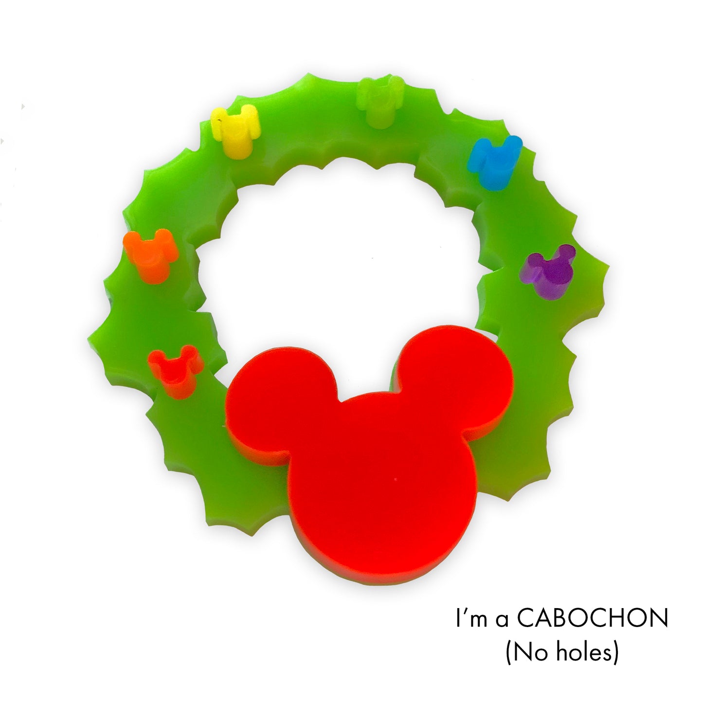 Cabochon Mickey Disney Christmas wreath and bow laser cut