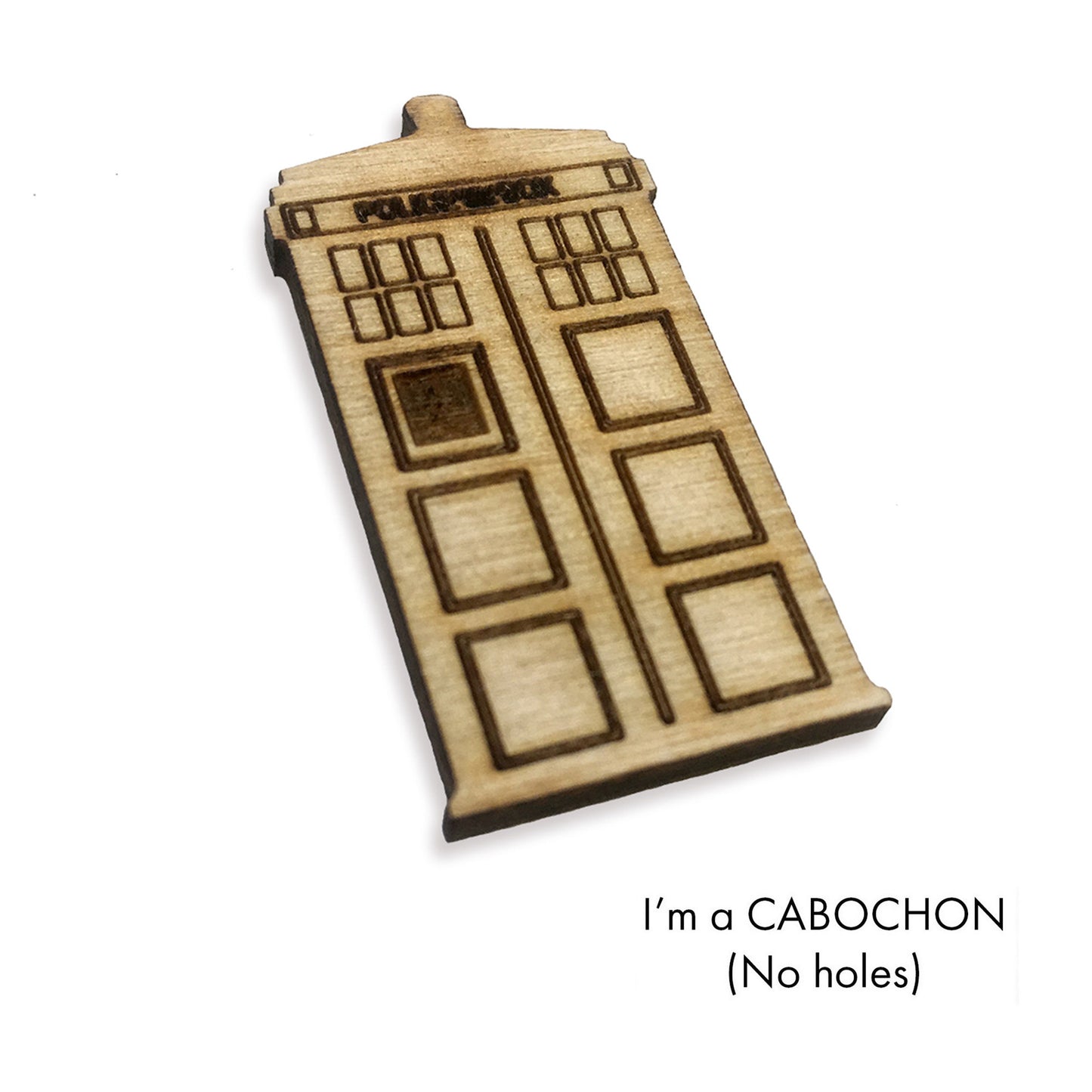 Cabochon TARDIS laser cut engraved