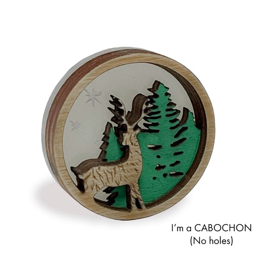 Cabochon Deer Winter scene deluxe laser cut