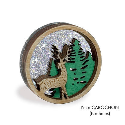 Cabochon Winter Forest deer deluxe