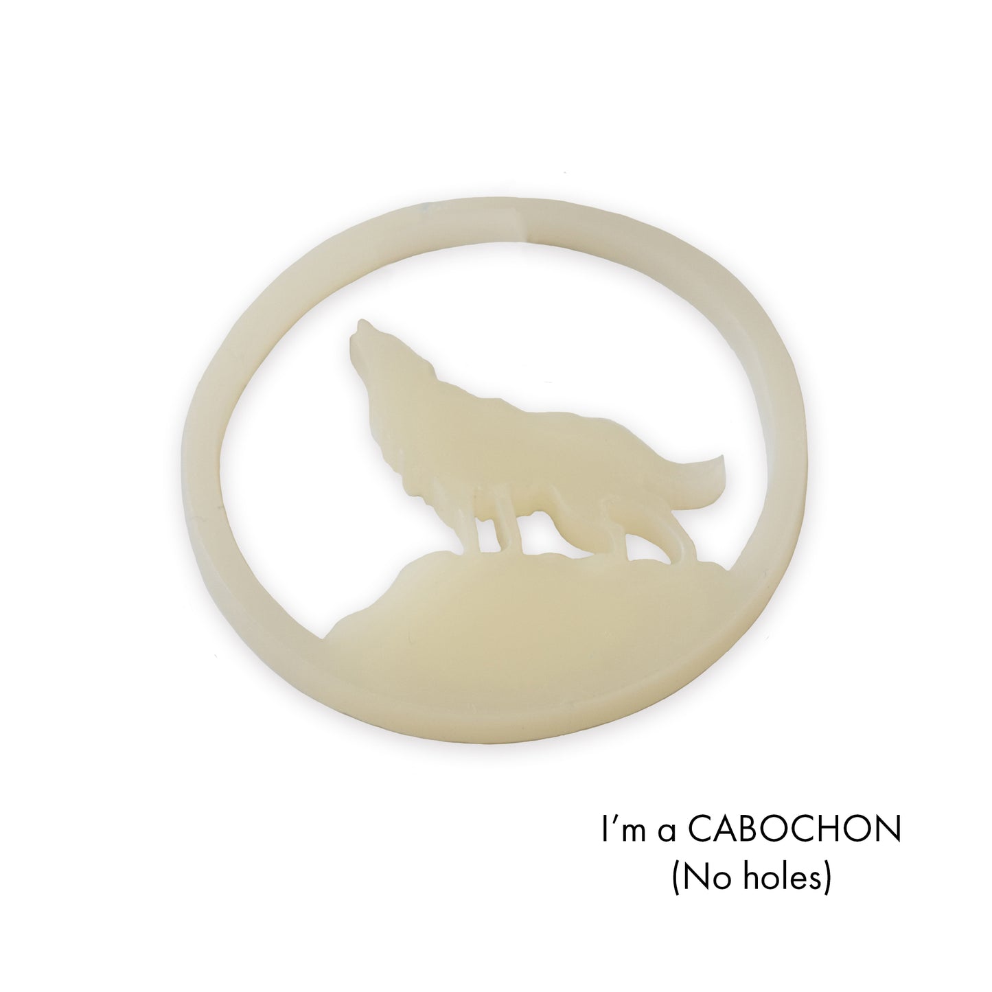 Cabochon Wolf & moon laser cut