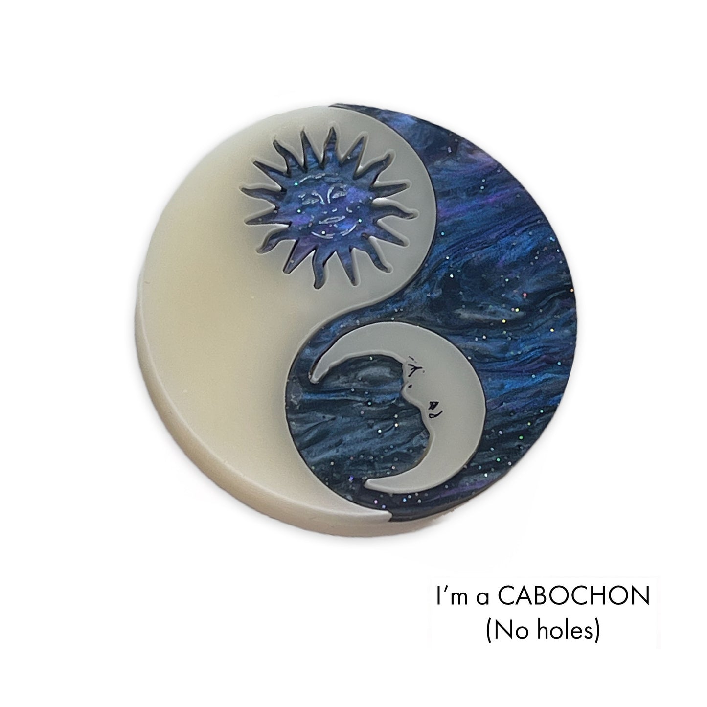 Cabochon Sun & Moon Yin Yang deluxe laser cut