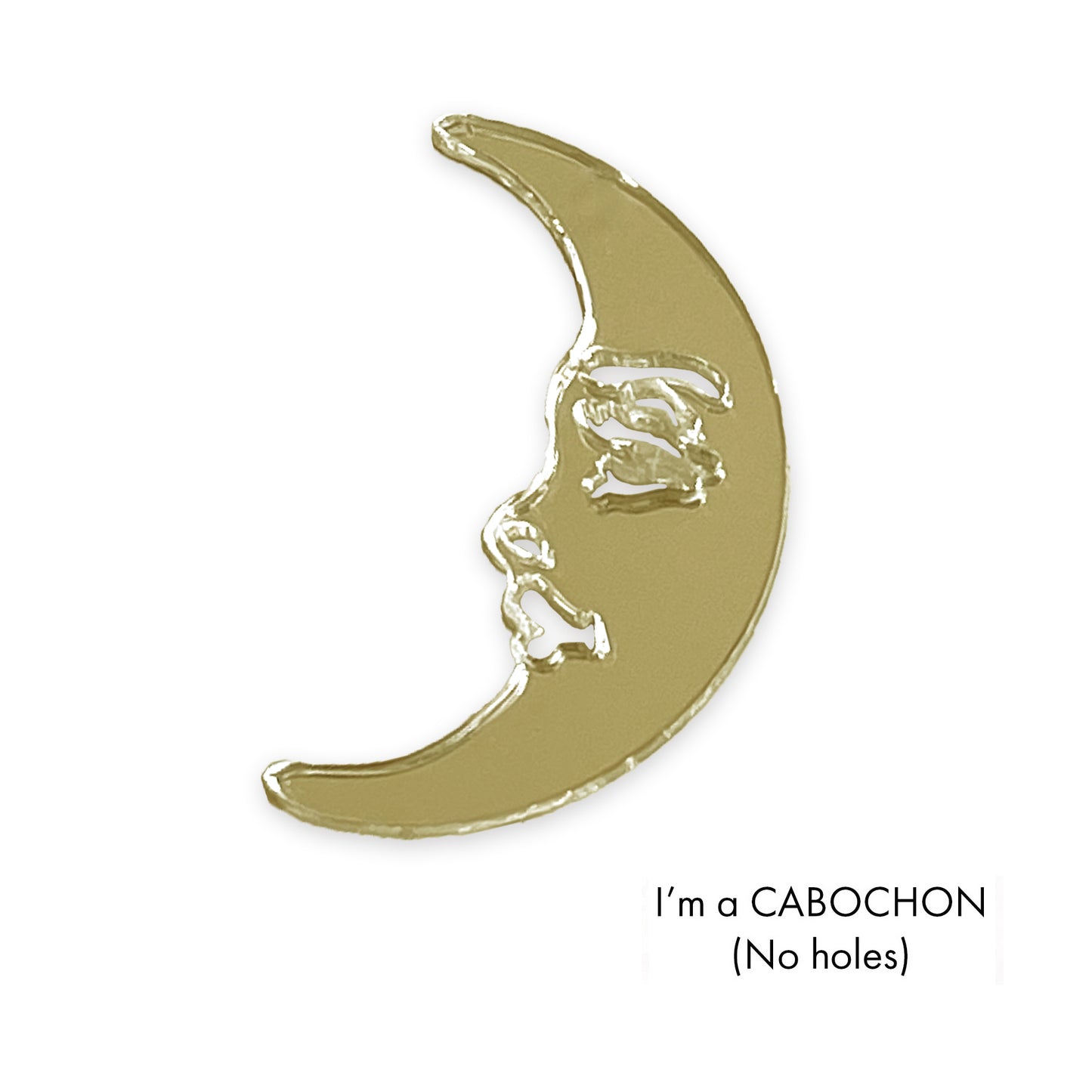 Cabochon Crescent moon face laser cut