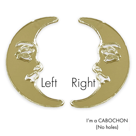 Cabochon Crescent moon face laser cut