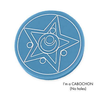 Cabochon Crystal star Sailor moon colour engraved laser cut