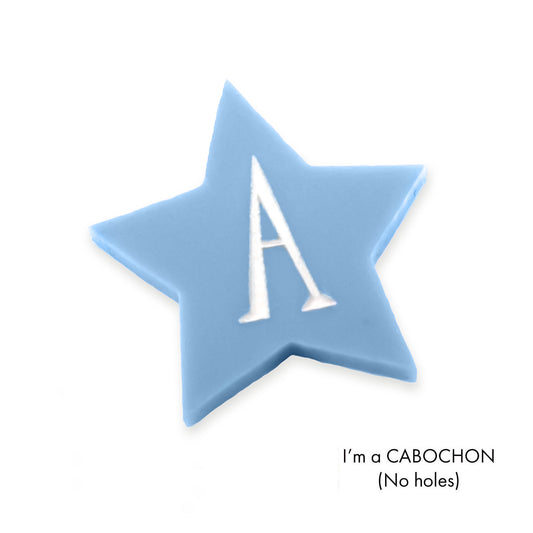 Cabochon letter engraved star laser cut