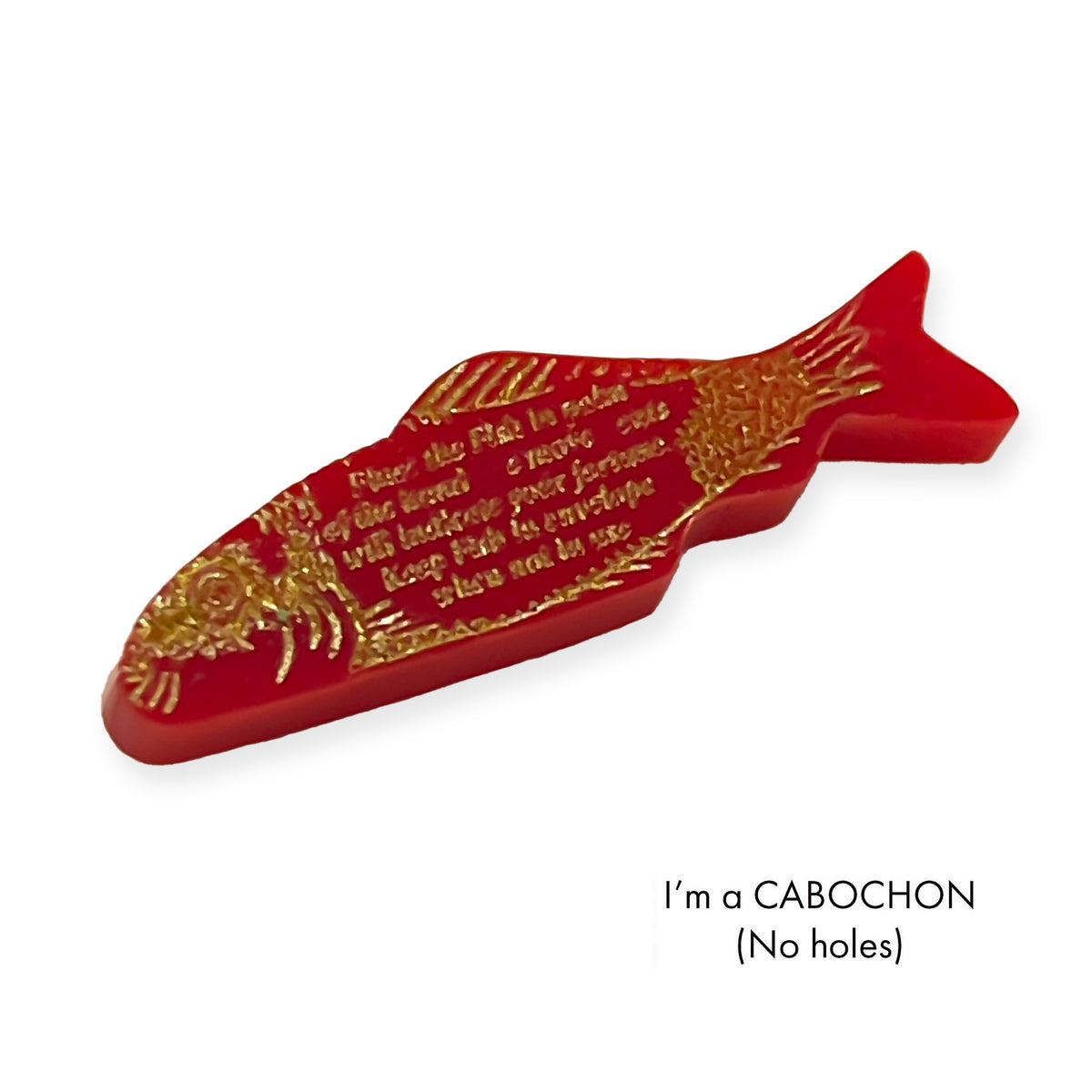 Cabochon The 'Fortune Teller fish' colour engraved laser cut