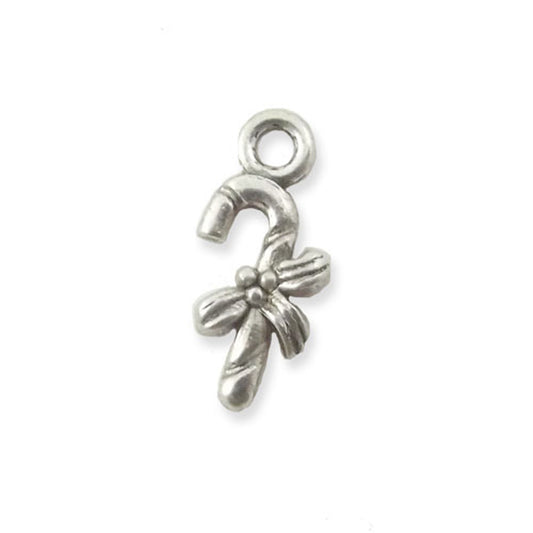 5 x Candy cane silver colour charms, design 1