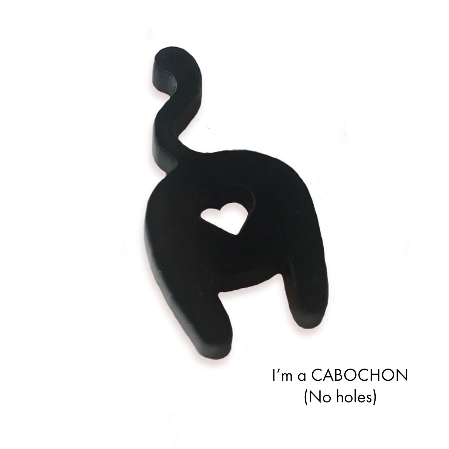 Cabochon Heart cat bum laser cut