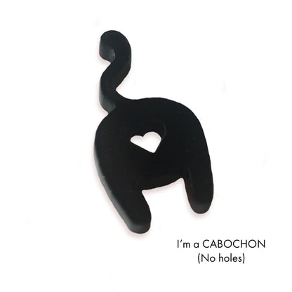 Cabochon Heart cat bum laser cut