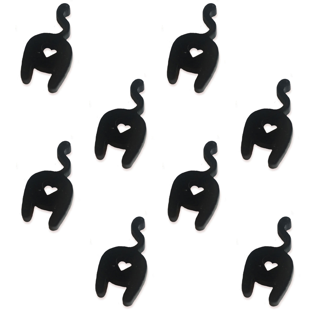 8 HEART cat bum cabochons, 2cm