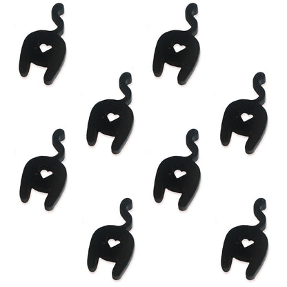 8 HEART cat bum cabochons, 2cm