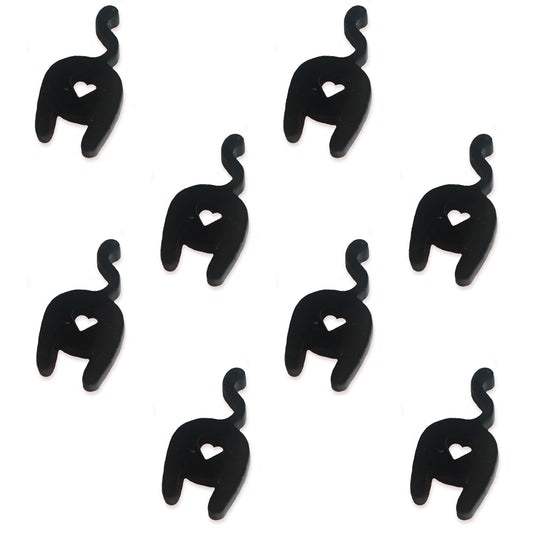 8 HEART cat bum cabochons, 2cm