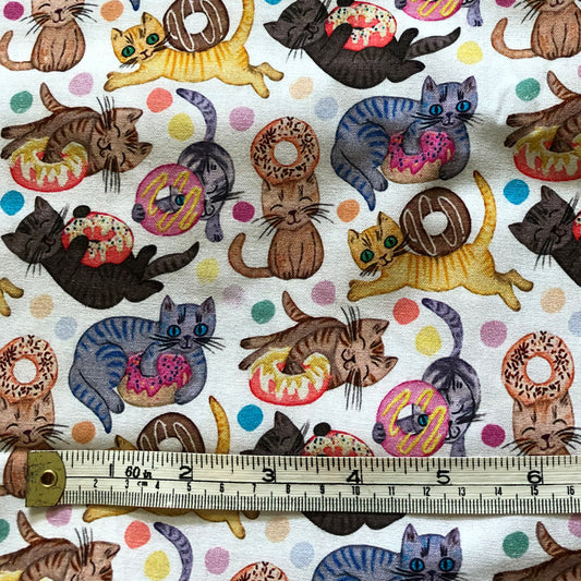 Cat donut 100% cotton fabric