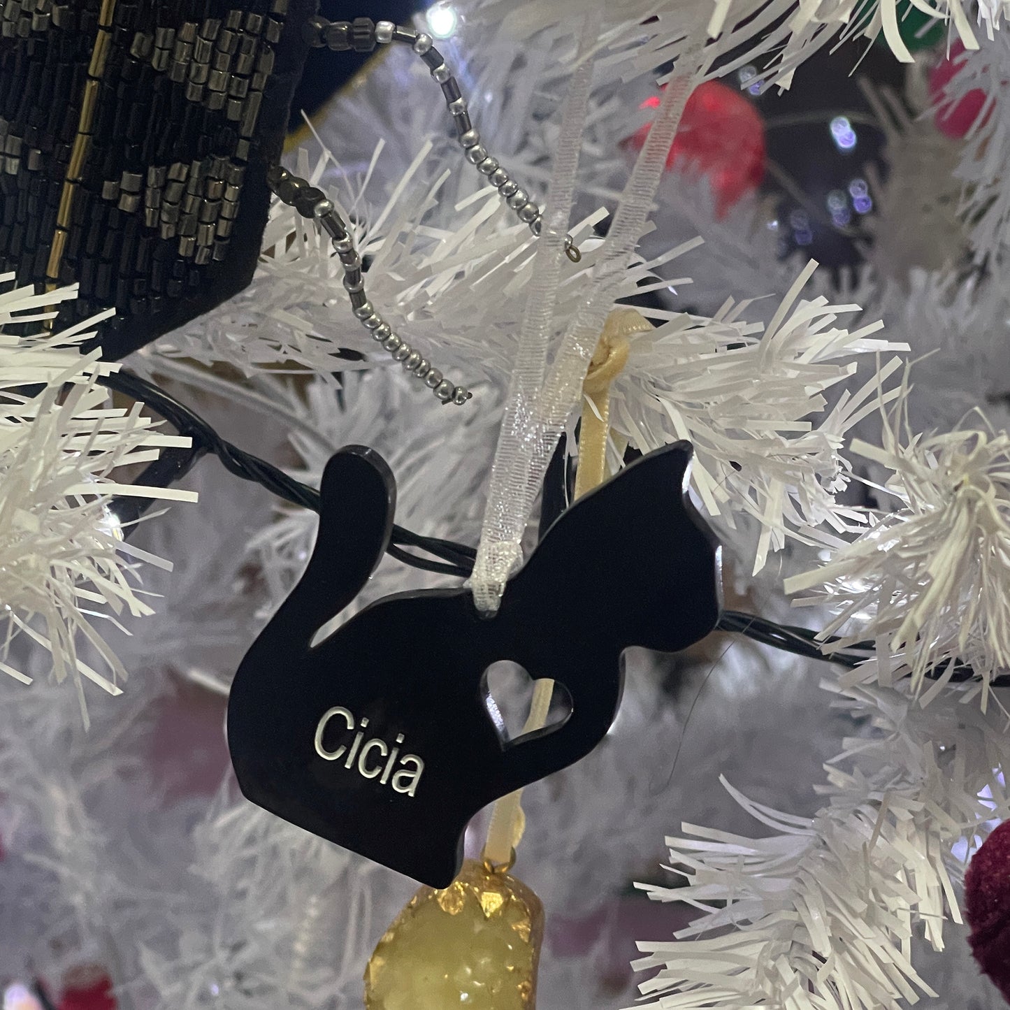 Personalised sitting love cat, tree ornament kit