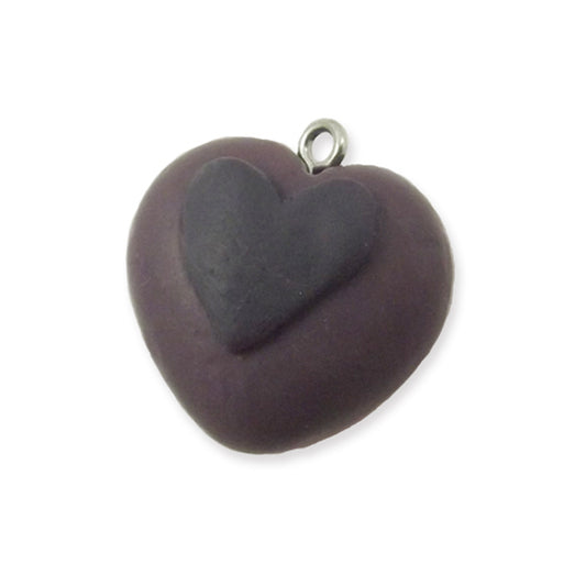 4 Heart chocolate hand made polymer clay charms