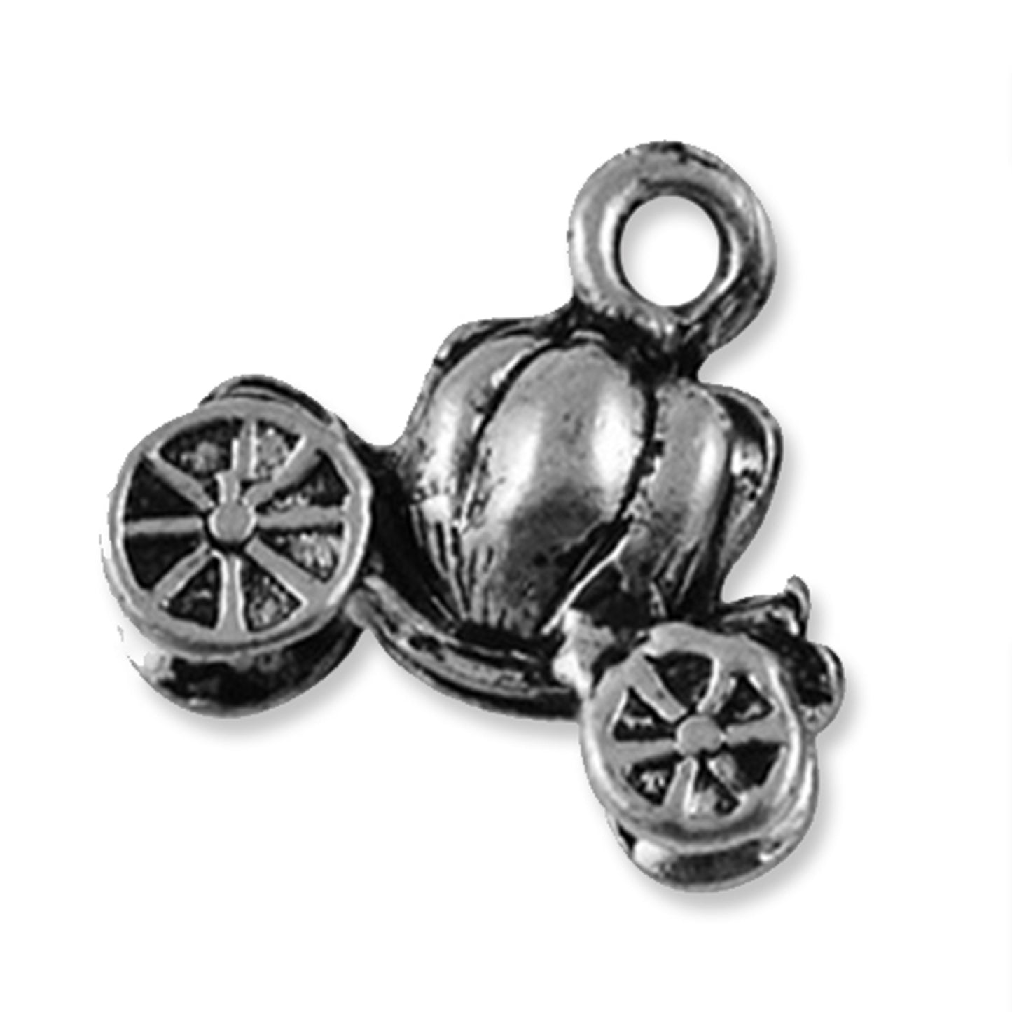 4 miniature Cinderella pumpkin carriage antique silver colour