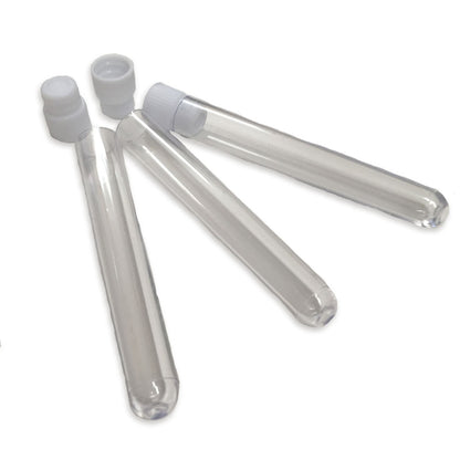 10 x clear storage tubes, 7.5cm x 1cm