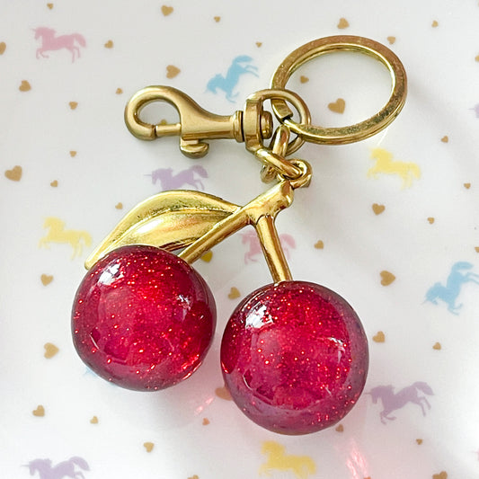 Cherry keychain, large designer style