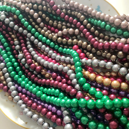 110pcs string glass pearl beads, 8mm, CHOOSE COLOUR!