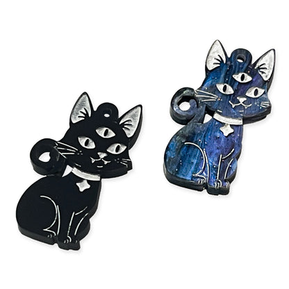 Cosmic Kitty laser cut colour engraved charm